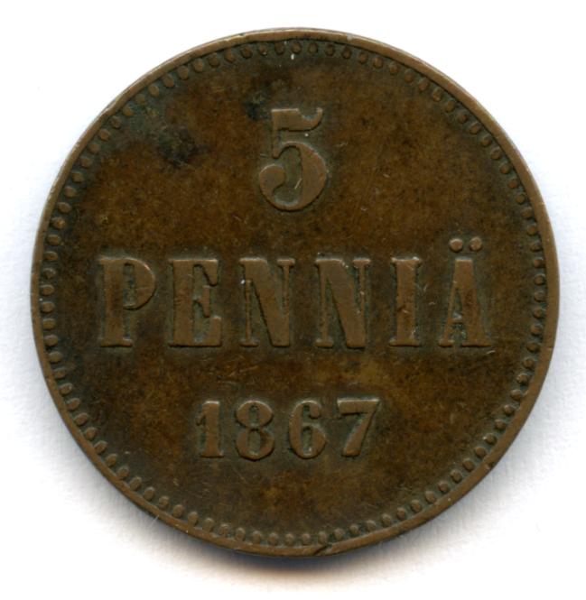 5 Penni 1867 Holmasto 5-penni-1867-holmasto