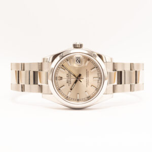 Rolex Datejust 31 mm teräksestä vuodelta 2016. Automaattikoneisto, paperit ja huoltokotelo. Täyshuolto 2019 ja rukkaus 2026.